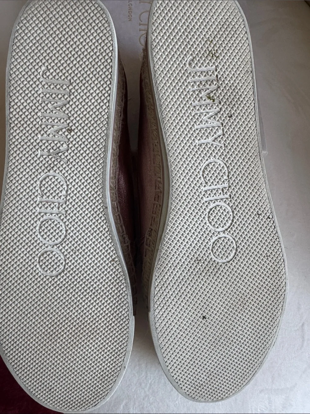 Jimmy Choo Rose Gold Espadrille Slip-On Flats